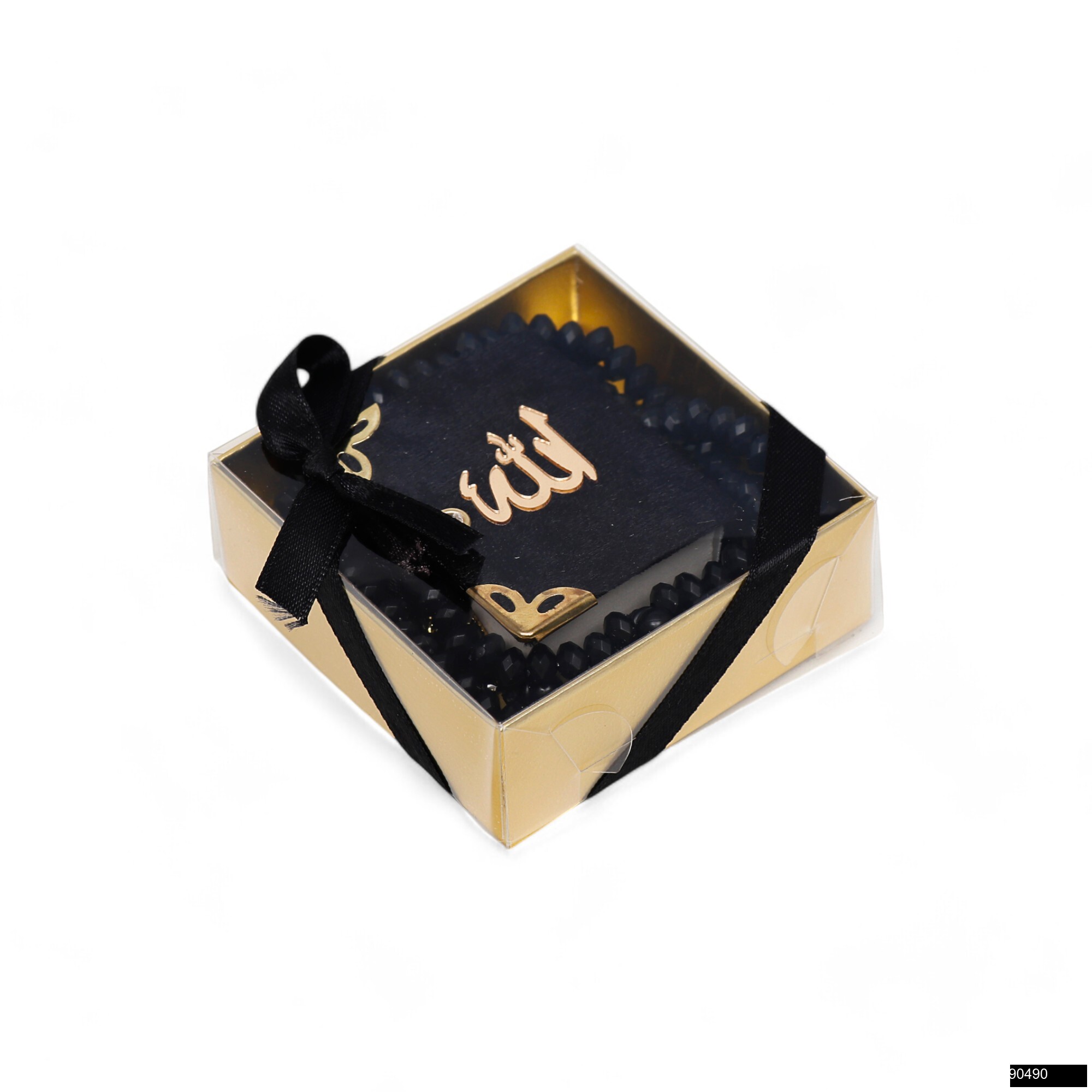 8x8x3 Cm Zuhre Serisi Asetat Kutu Mikro Boy Arapca Tek Sayfa Puskullu Kadife Kuran I Kerim Gul Kokulu Tesbih Seti