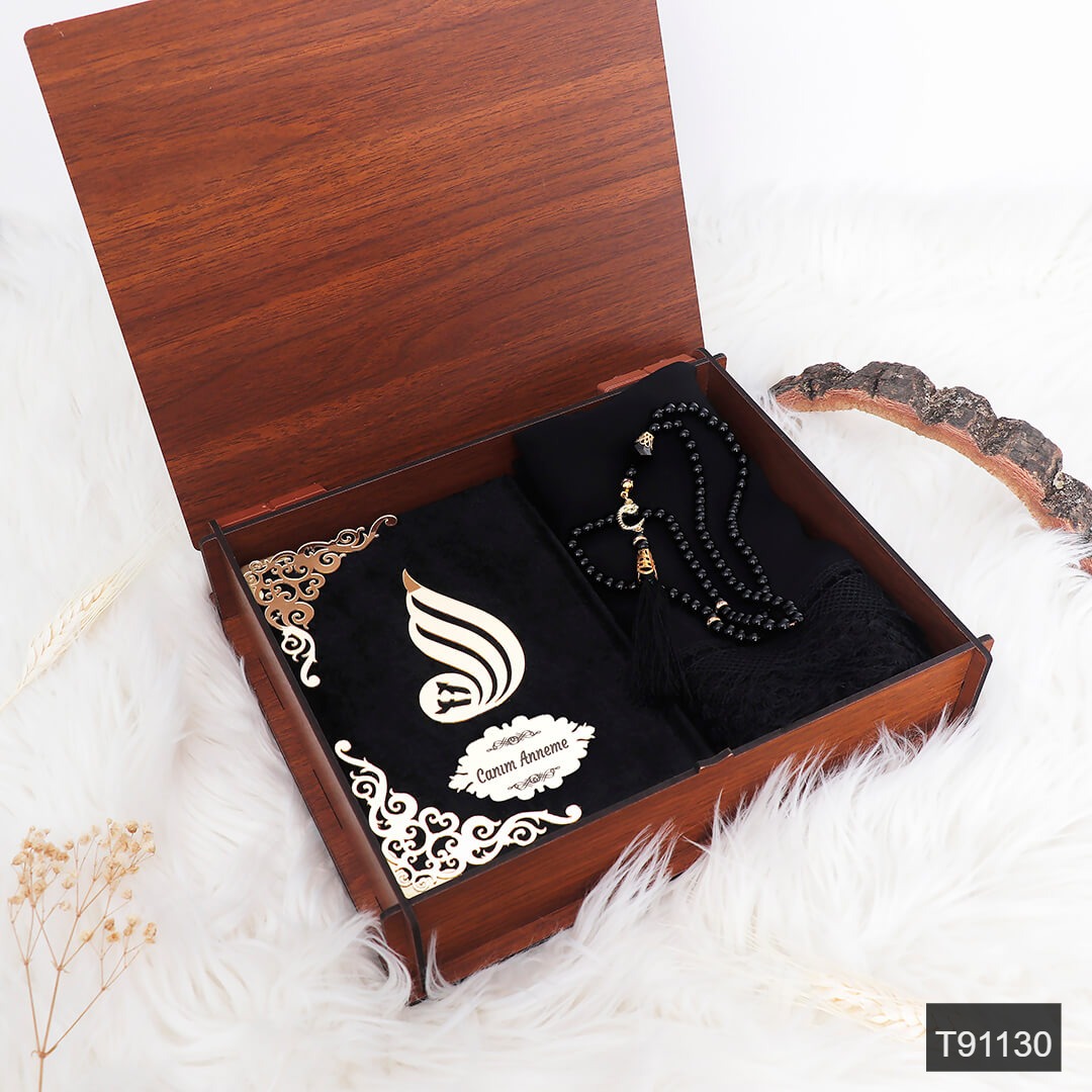 Anneler Gunu Kutu Canta Kadife Kuran Basortusu Inci Tesbih   168124