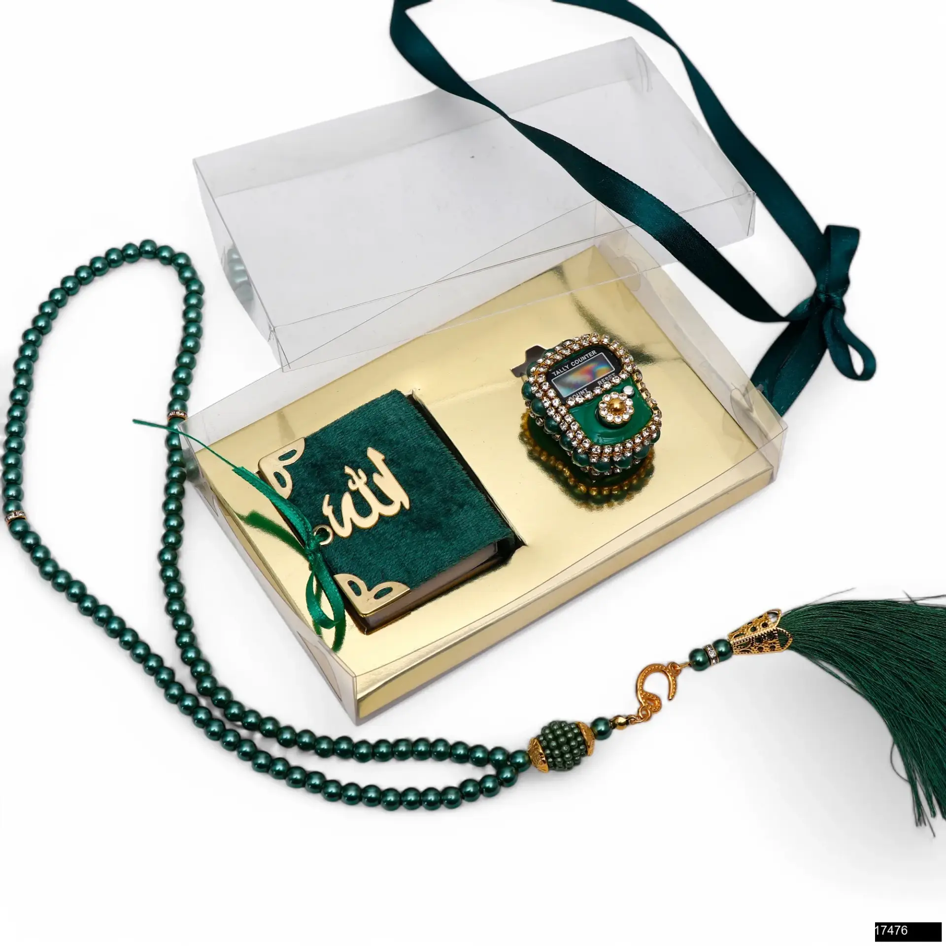 Asetat Kutu Icerisinde Mikro Kuran Zikirmatik Inci Tesbih Seti