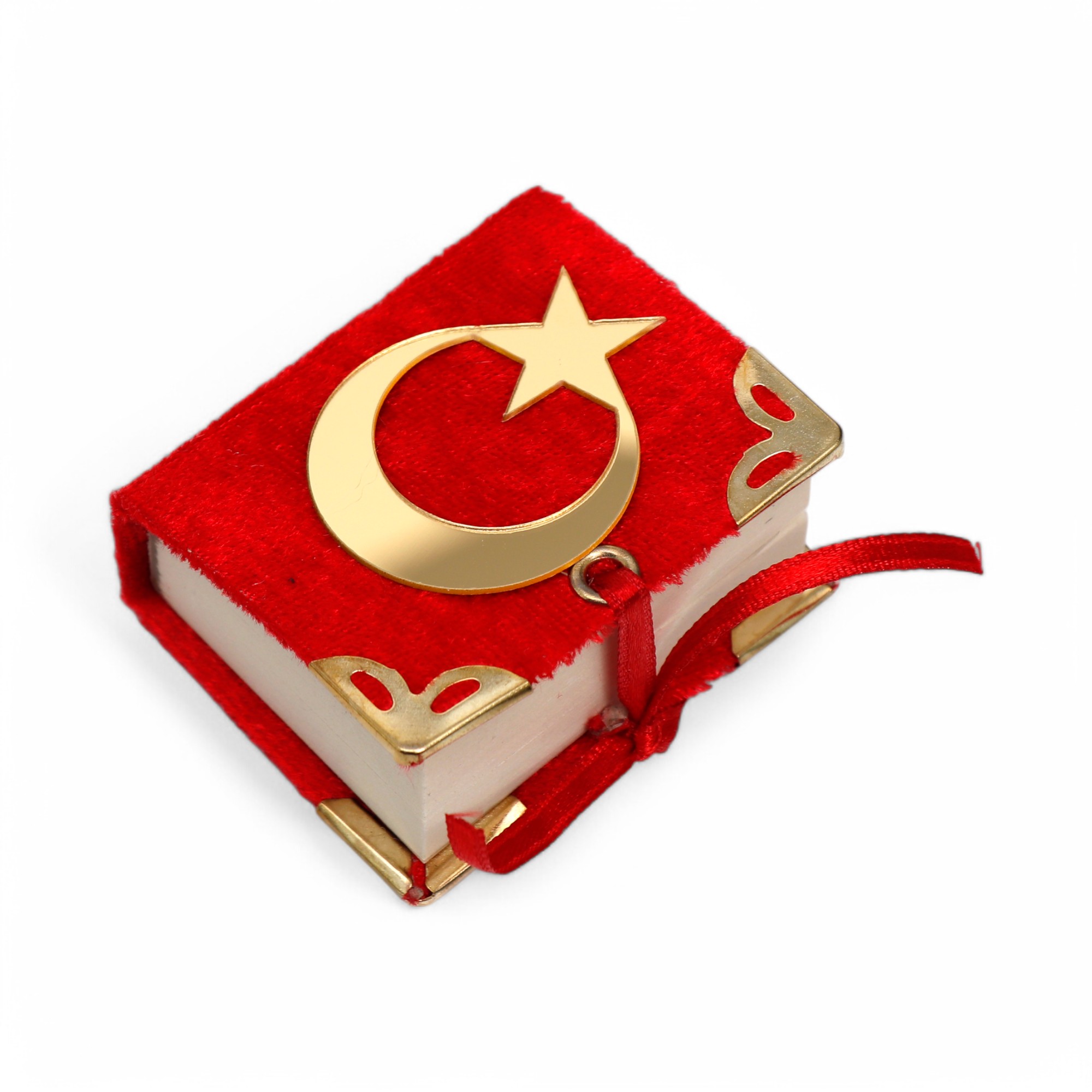 Fn Mikro Boy Kadife Kaplamali Kurani Kerim Asetat Kutu Turk Bayragi Modelli