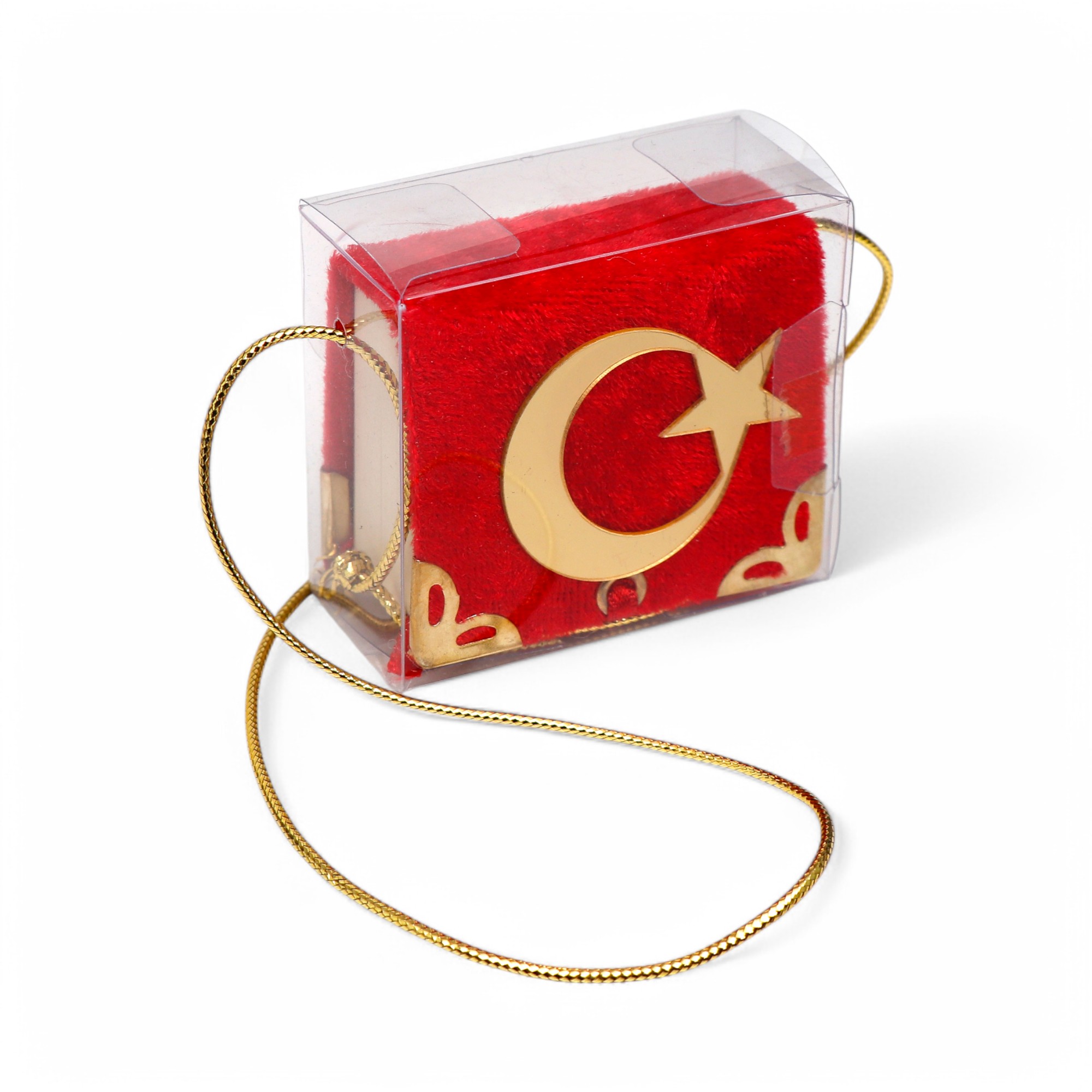 Fn Mikro Boy Kadife Kaplamali Kurani Kerim Asetat Kutu Turk Bayragi Modelli