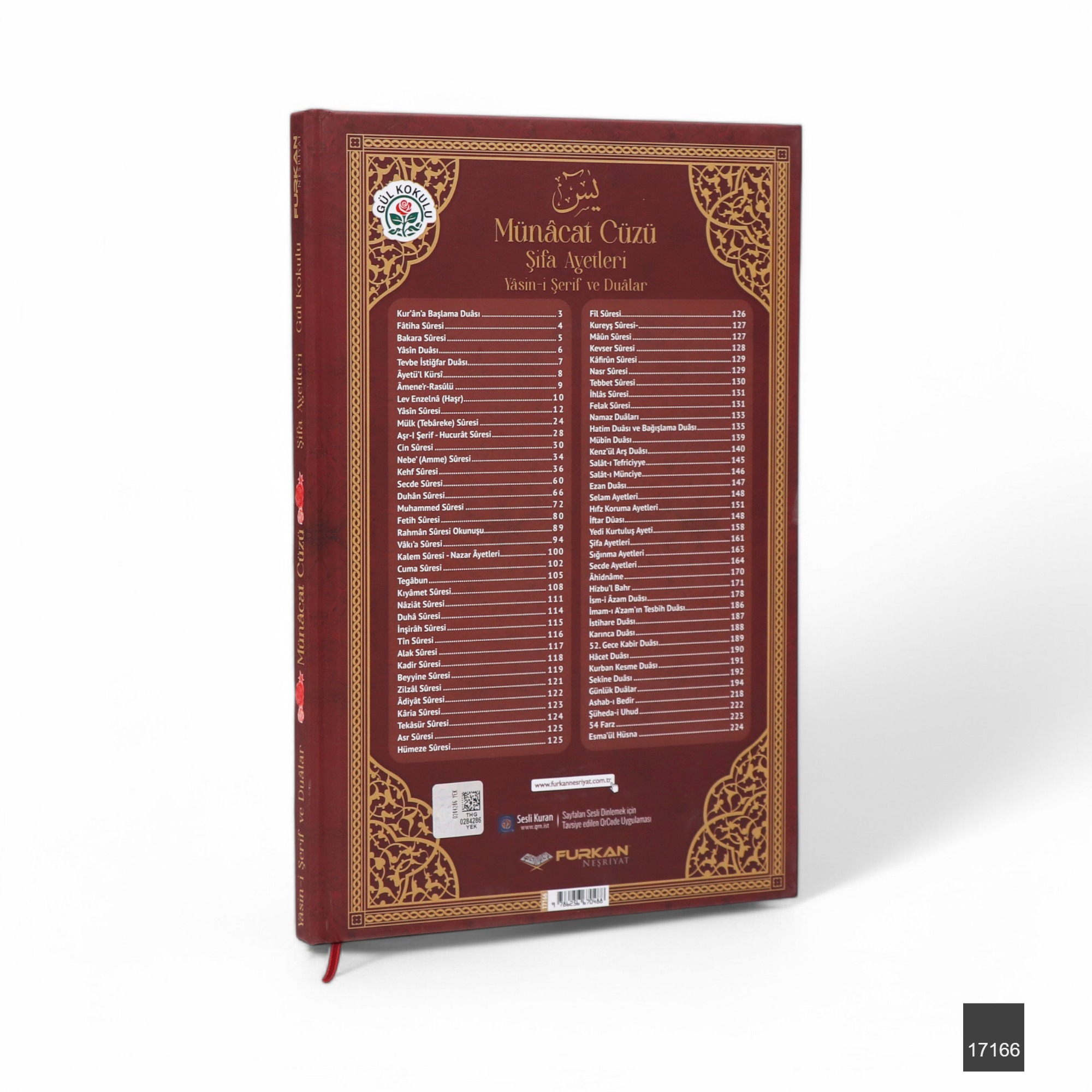 Fn Orta Boy 224 Sayfa Munacat Cuzu Sivama Kapak Yasin   Bordo