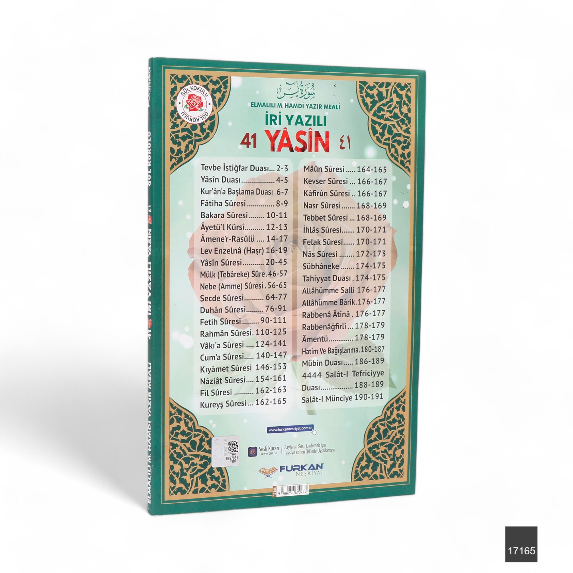 Fn Rahle Boy 192 Sayfa Iri Yazili Karton Kapak Yasin   Yesil