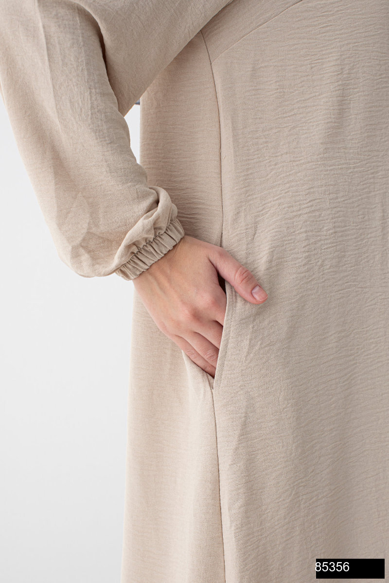 Modamiss Aerobin Kumas Bayan Hac Ve Umre Elbisesi 2 Parca   Bej