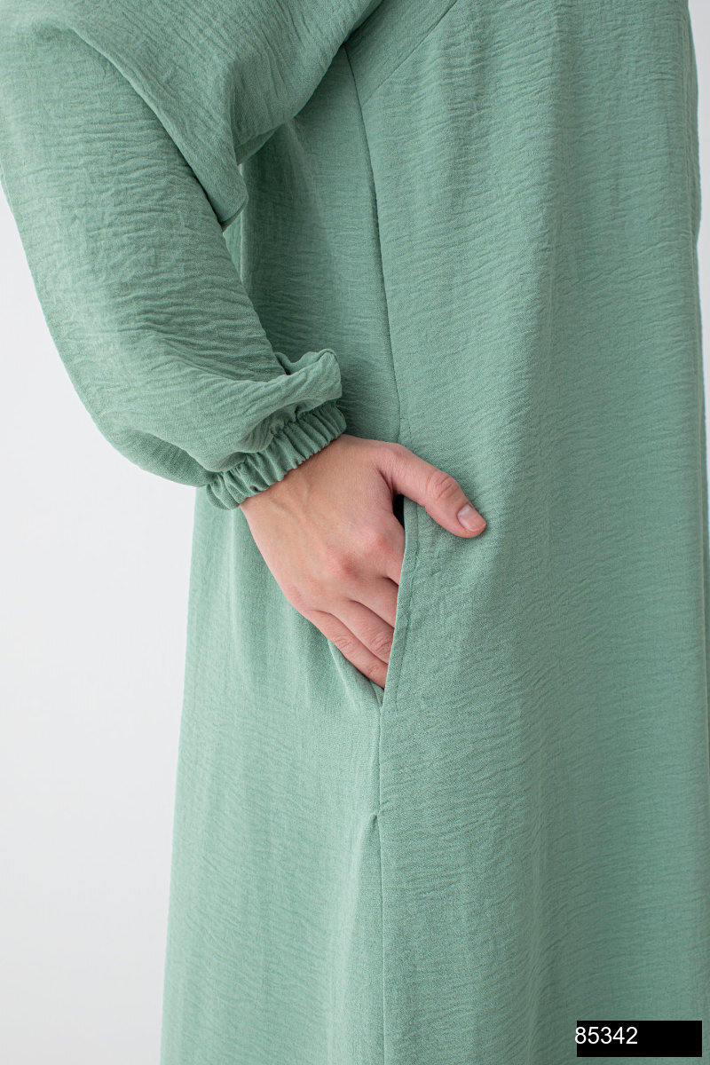 Modamiss Aerobin Kumas Bayan Hac Ve Umre Elbisesi 2 Parca   Mint Yesili