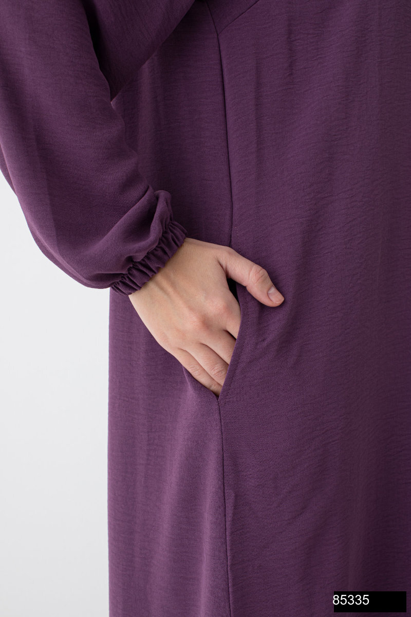 Modamiss Aerobin Kumas Bayan Hac Ve Umre Elbisesi 2 Parca   Mor