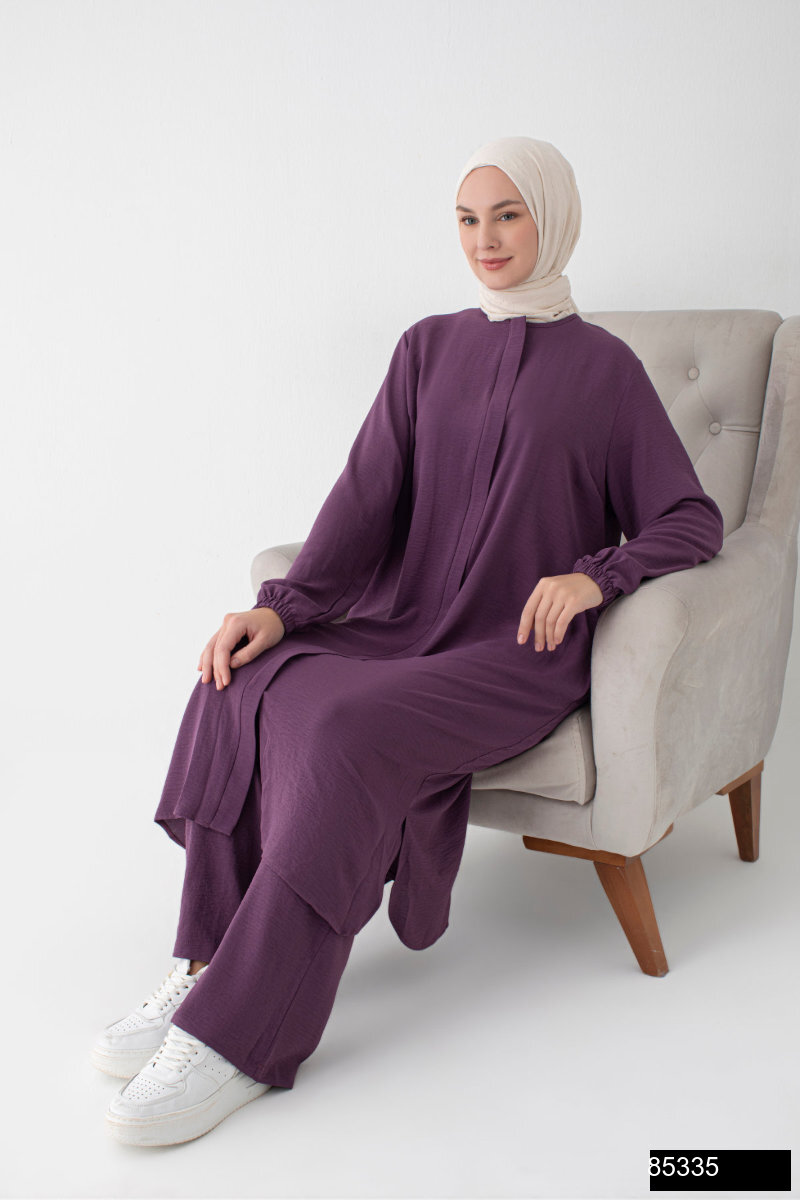 Modamiss Aerobin Kumas Bayan Hac Ve Umre Elbisesi 2 Parca   Mor