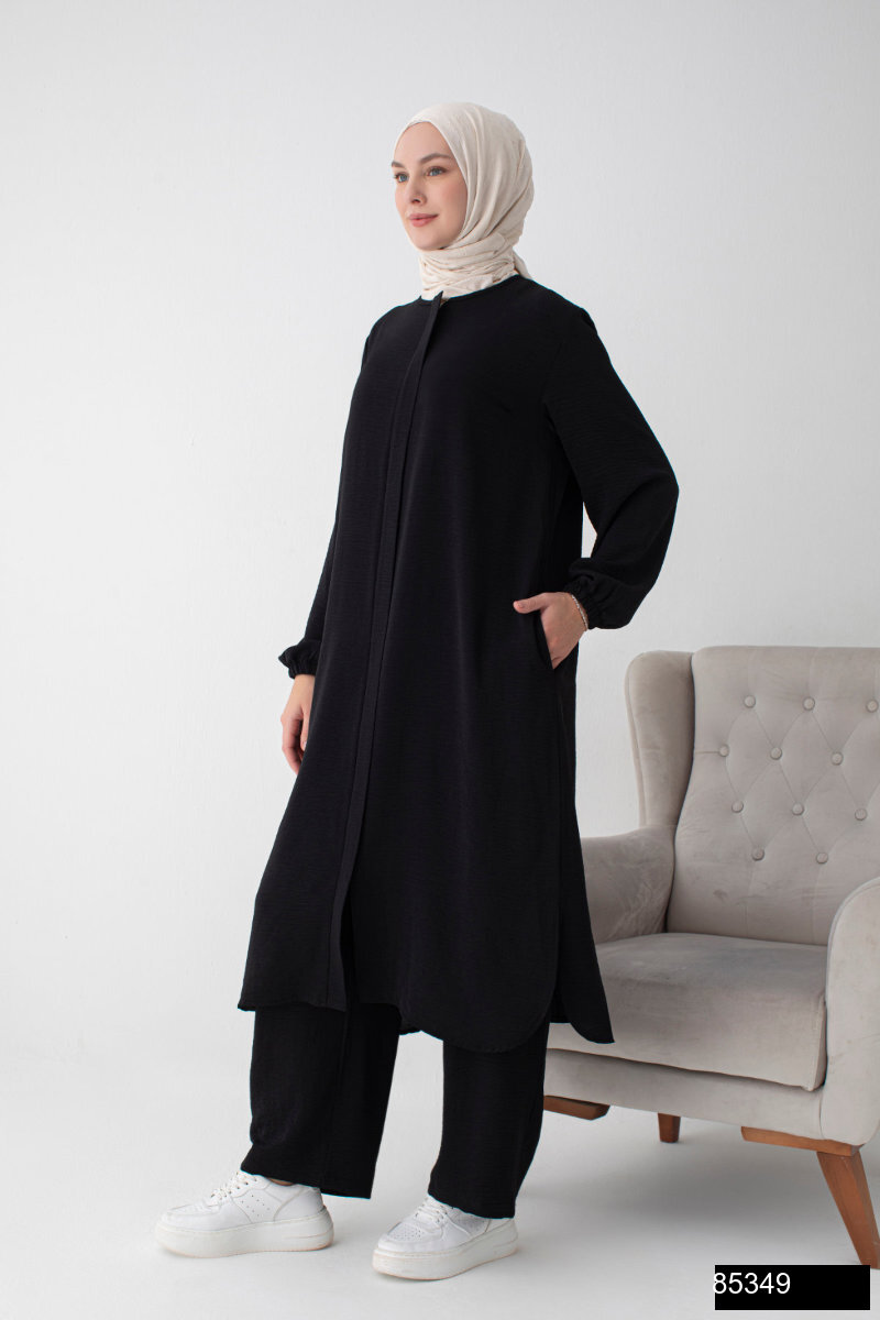 Modamiss Aerobin Kumas Bayan Hac Ve Umre Elbisesi 2 Parca   Siyah