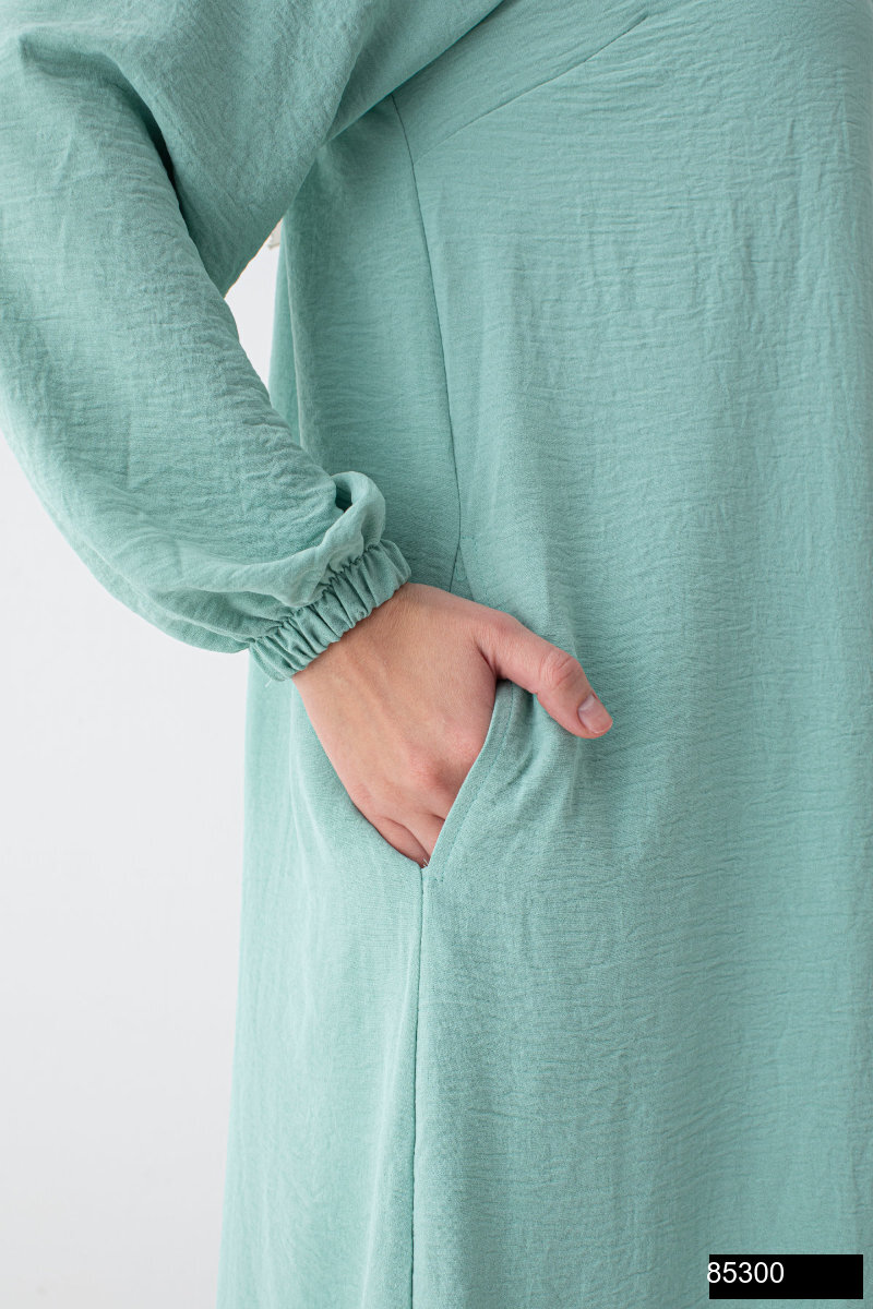 Modamiss Aerobin Kumas Bayan Hac Ve Umre Elbisesi 2 Parca   Su Yesili