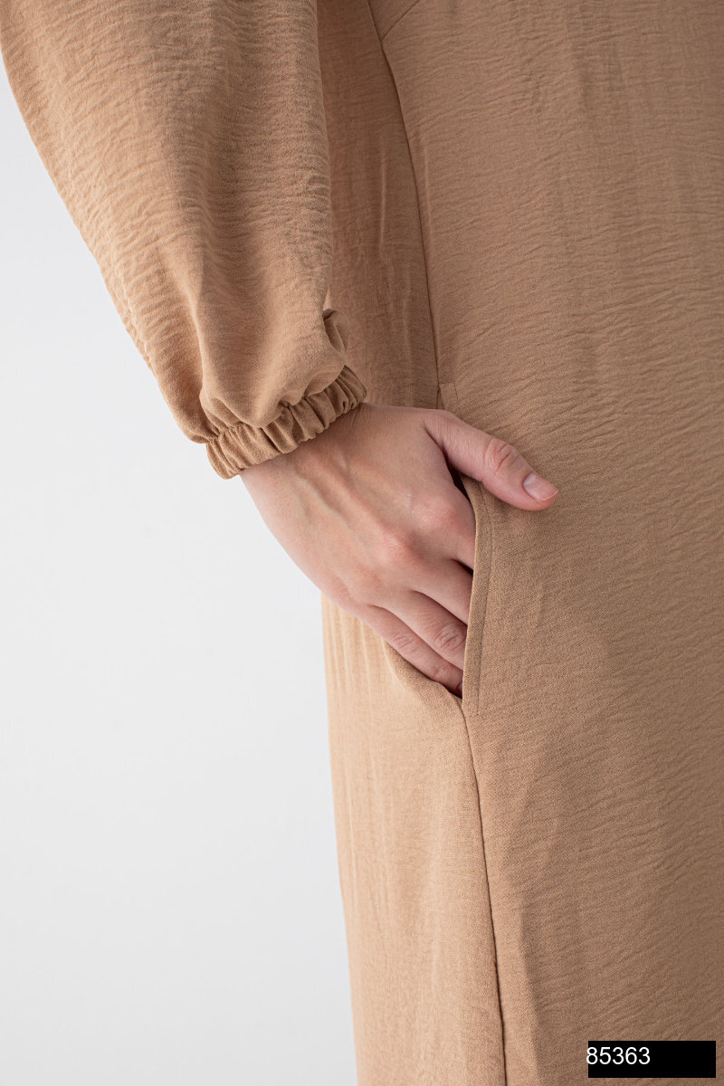 Modamiss Aerobin Kumas Bayan Hac Ve Umre Elbisesi 2 Parca   Vizon