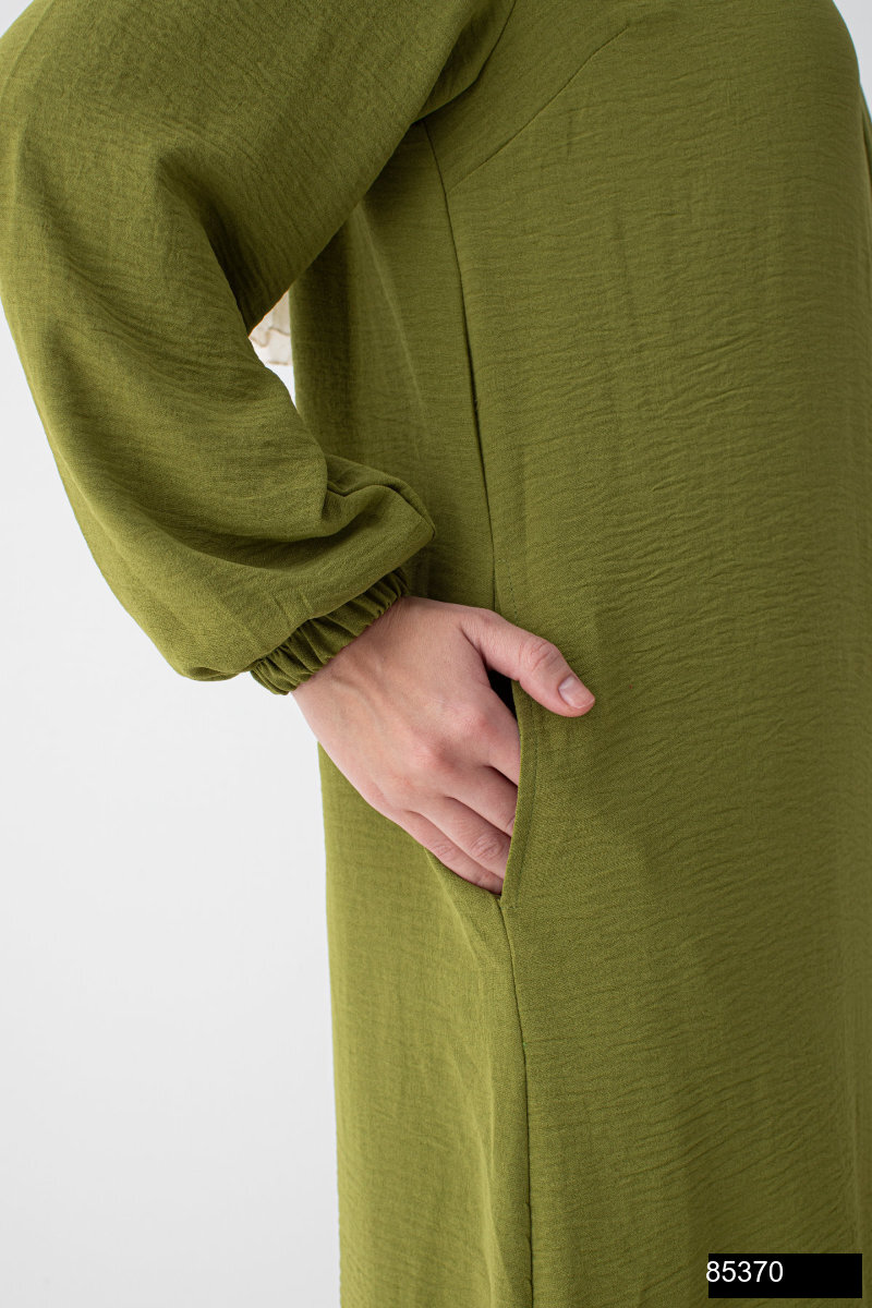 Modamiss Aerobin Kumas Bayan Hac Ve Umre Elbisesi 2 Parca   Yag Yesili