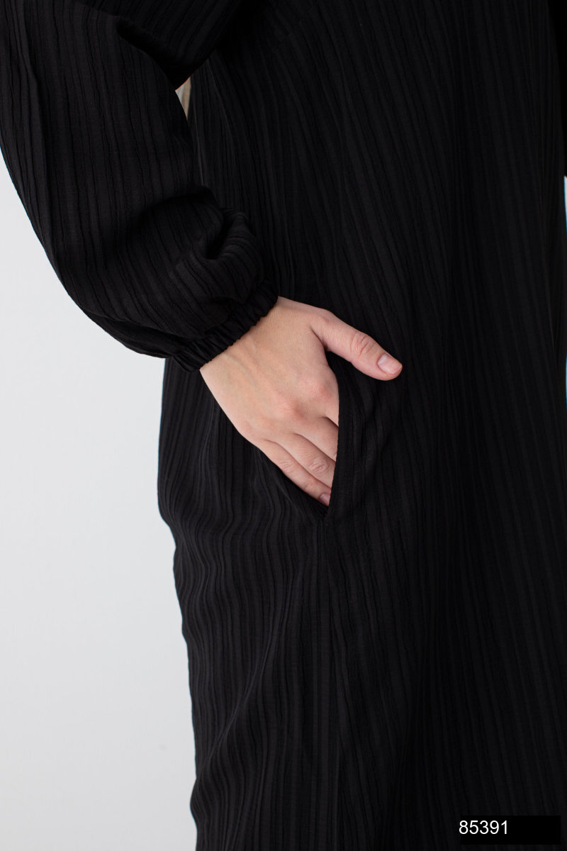 Modamiss Burumcuk Kumas Bayan Hac Ve Umre Elbisesi 2 Parca   Siyah