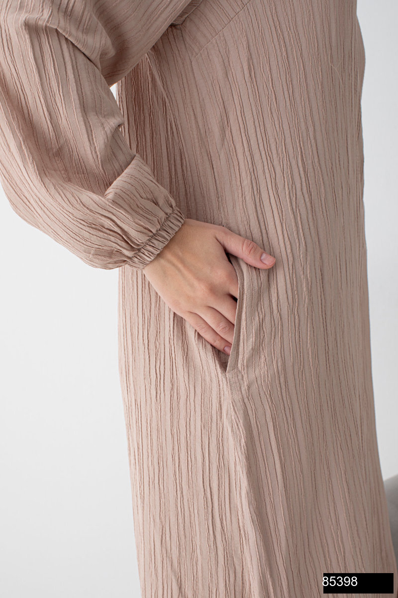 Modamiss Burumcuk Kumas Bayan Hac Ve Umre Elbisesi 2 Parca   Vizon