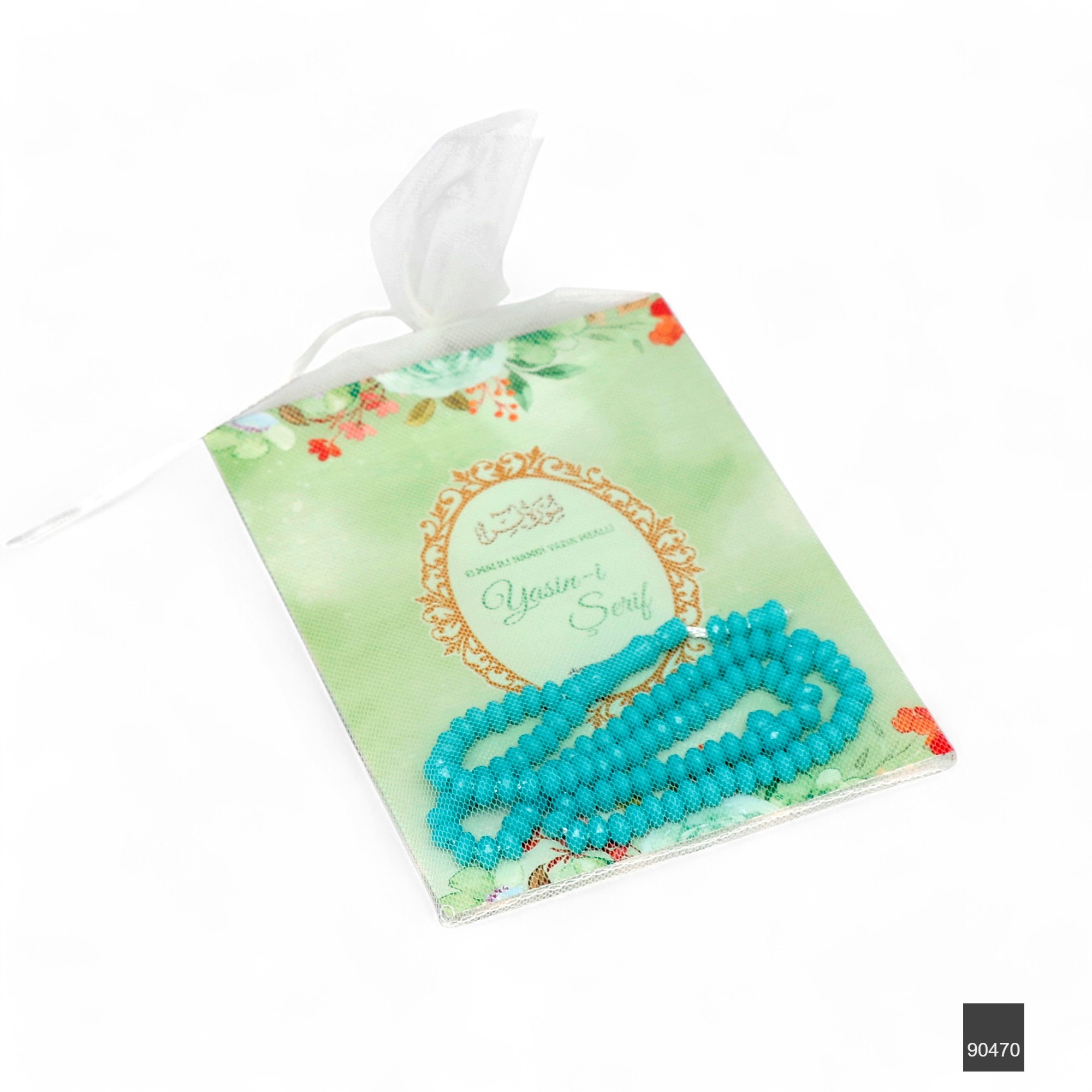 Tul Kese Icerisinde Gulistan Canta Boy 80 Sayfa 3lu Karton Kapak Yasin Gul Kokulu Tesbih Seti